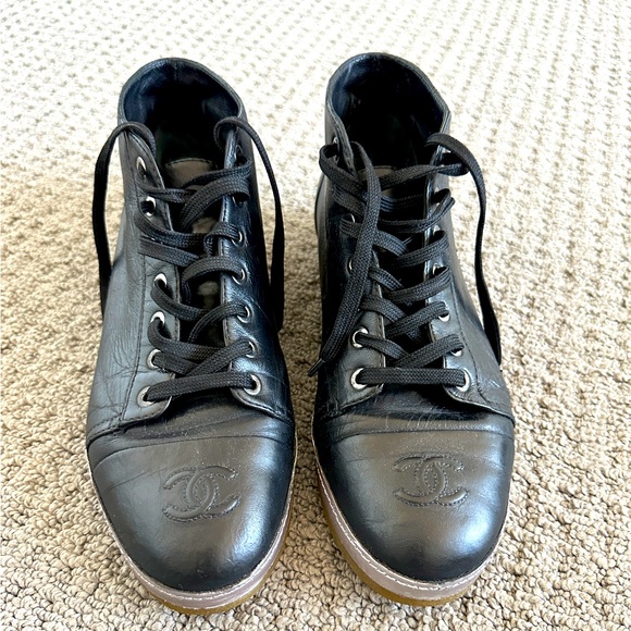 Chanel Black Owned Sneaker Chanel Vintage Sneakers Boots Size Pre